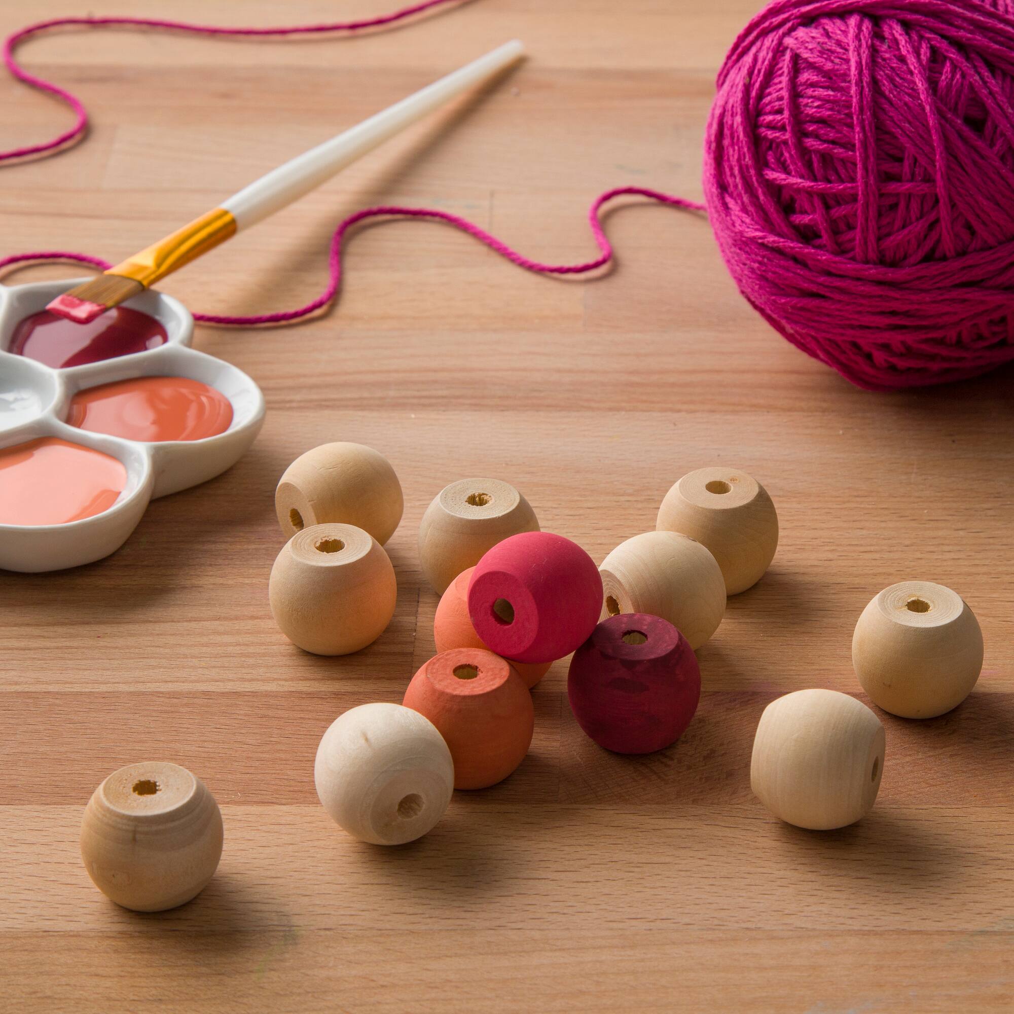 1" Round Wood Beads, 18ct. by Make Market®